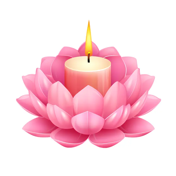 Pink Lotus Flower with Candle