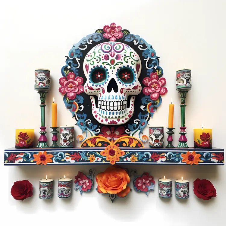 Decorative Day of the Dead Altar with Skull