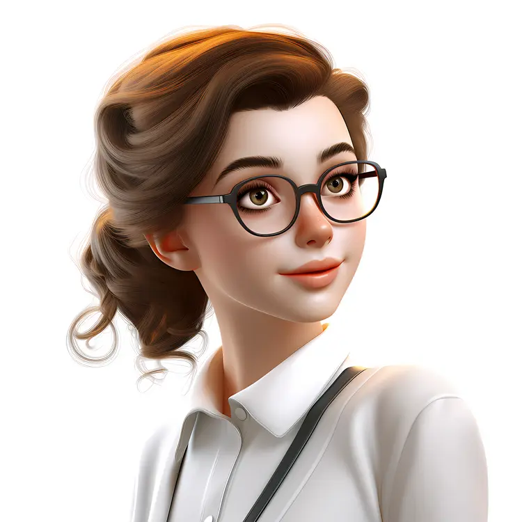 Animated Girl with Glasses and Backpack