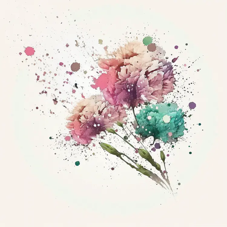 Beautiful Watercolor Flowers with Splatter Effect
