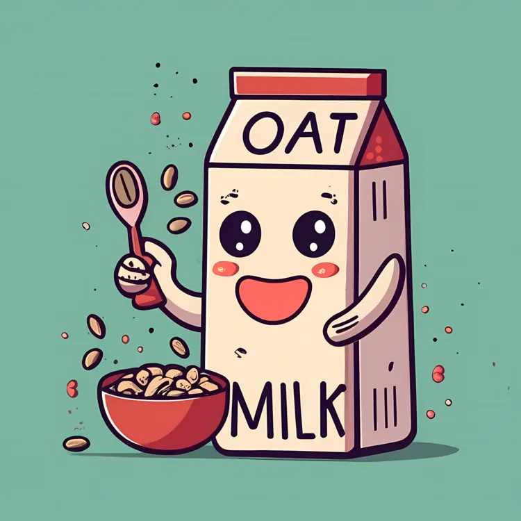 Cute Oat Milk Carton with Cereal