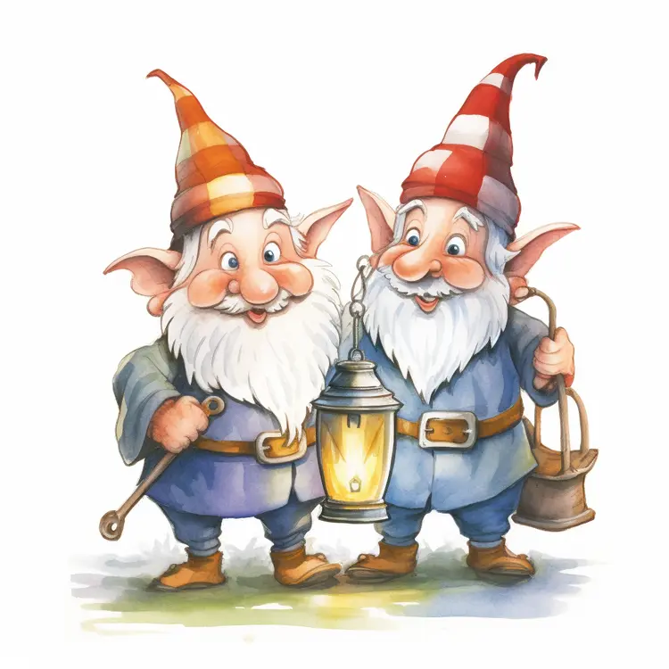 Cute Gnomes Holding Lanterns