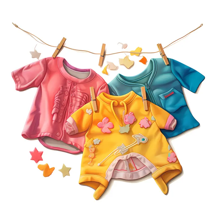 Colorful background of children's clothing and accessories for rainy days