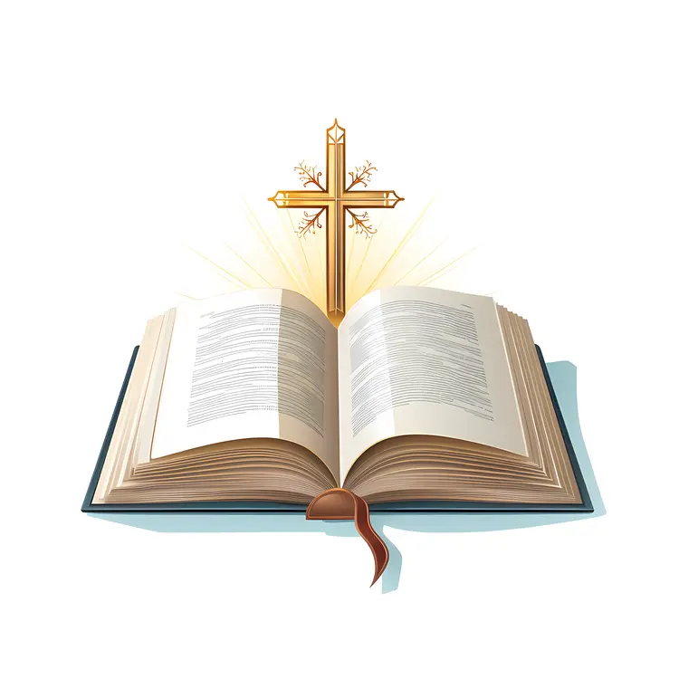 Open Bible with Glowing Cross