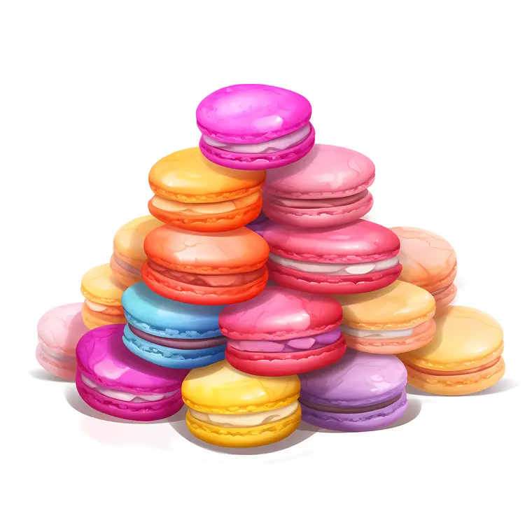 Large Pile of Colorful Macarons