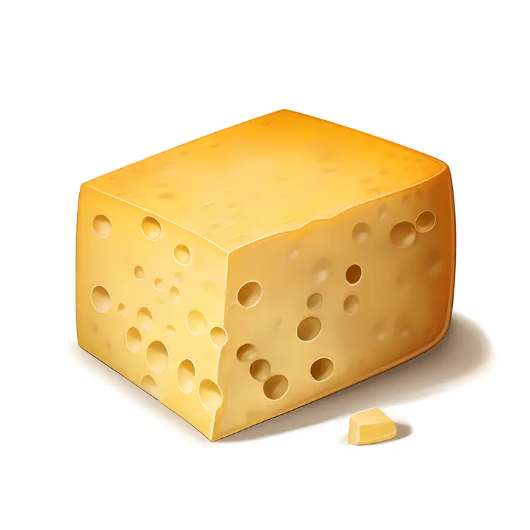 Block of Yellow Cheese with Holes Illustration