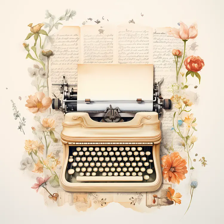 Vintage Typewriter with Floral Accents