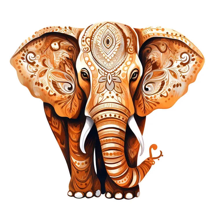 Decorative Elephant with Brown Patterns