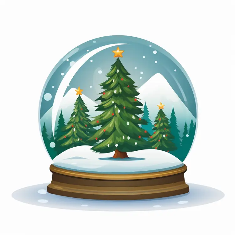 Christmas Trees in Snow Globe