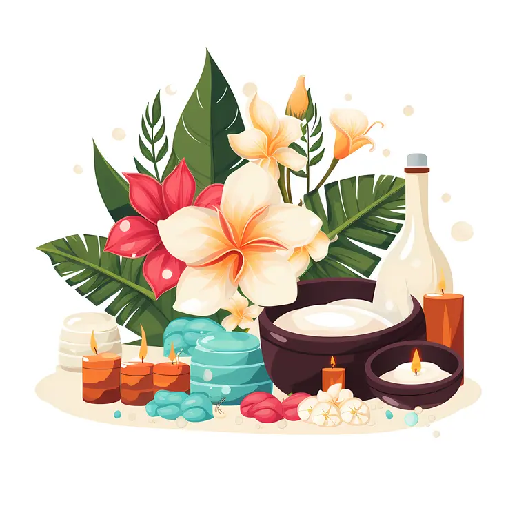 Spa Items with Flowers and Candles