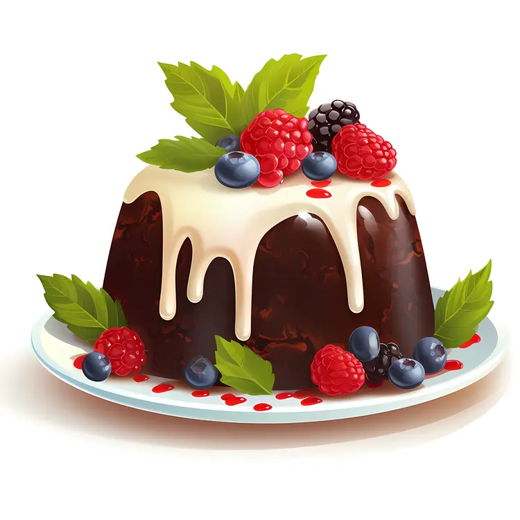 Chocolate Cake Topped with Fresh Berries