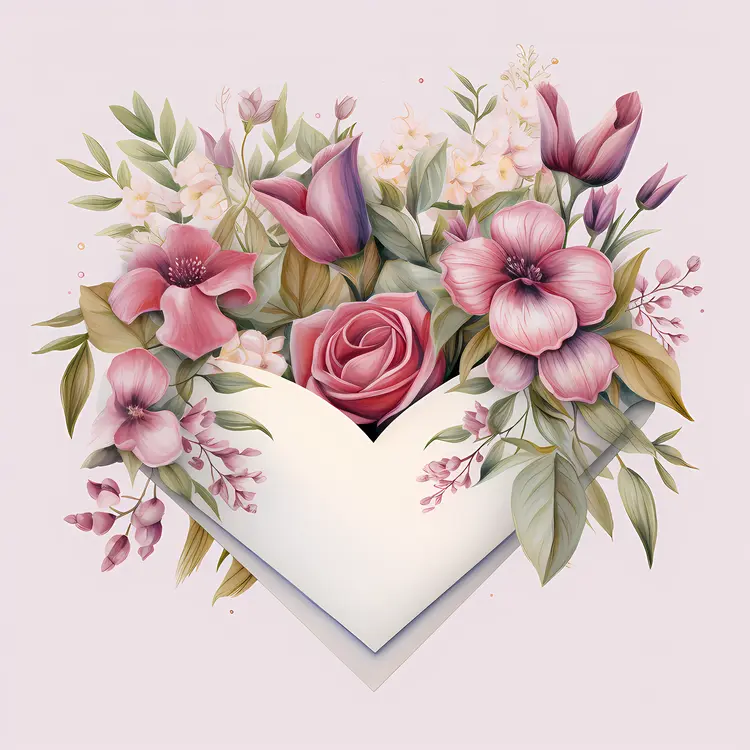 Pink and Purple Flowers in Envelope