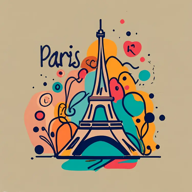 Colorful Eiffel Tower Illustration