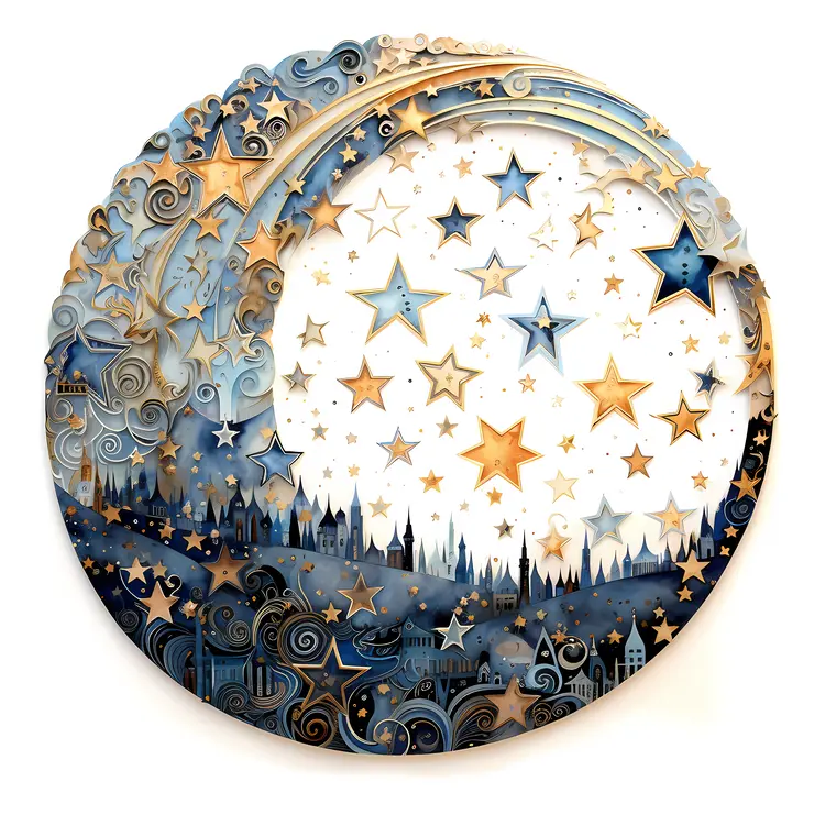 Starry Circle with Cityscape