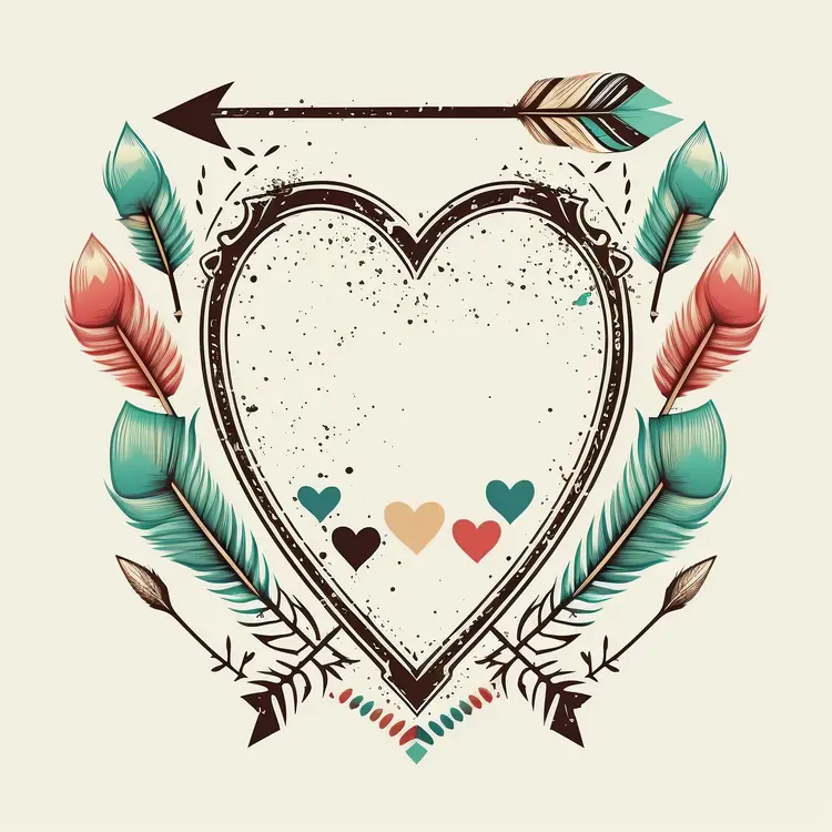 Heart with Feathers and Arrow Symbol