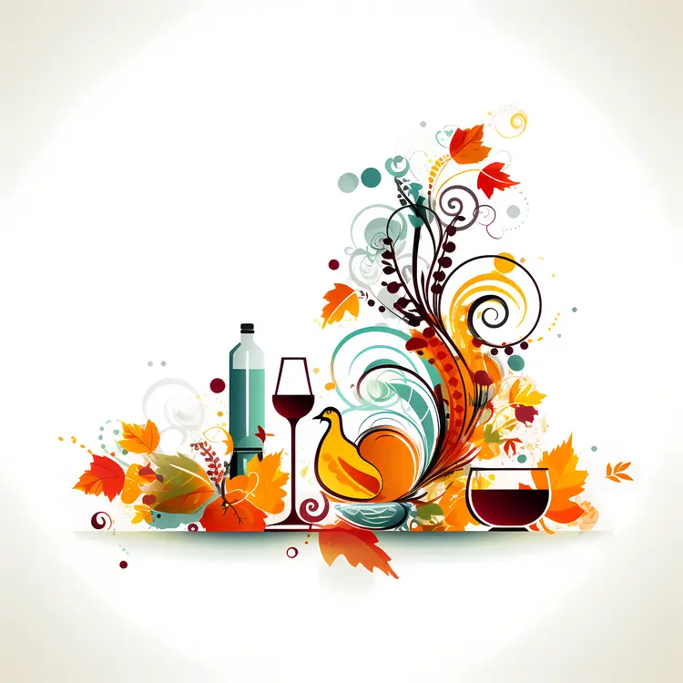 Thanksgiving Celebration with Wine and Turkey
