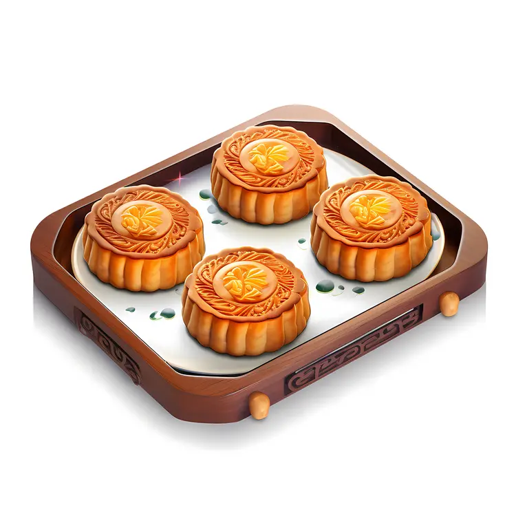 Traditional Mooncakes on a Tray for Mid-Autumn Festival