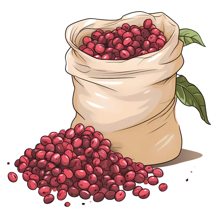 Sack of Red Coffee Beans