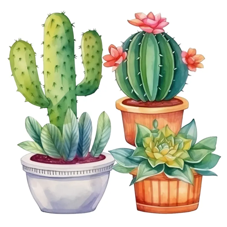 Green Potted Cacti