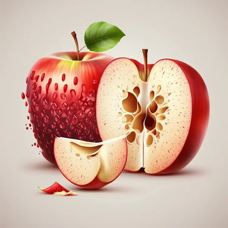 Fresh Red Apple Illustration with Slices