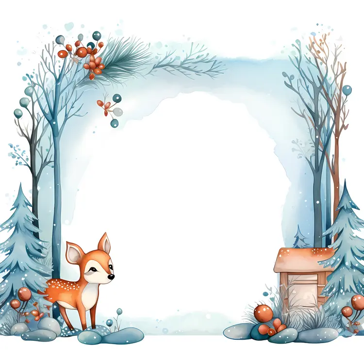 Cute deer in a snowy forest