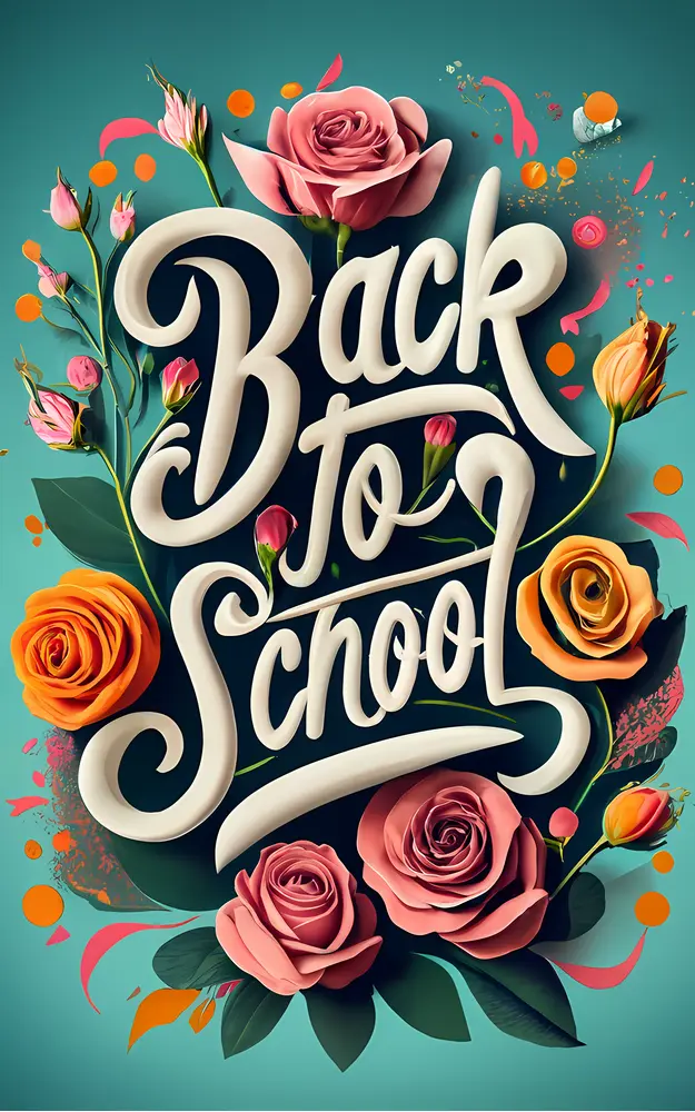 Elegant Back to School Text with Roses
