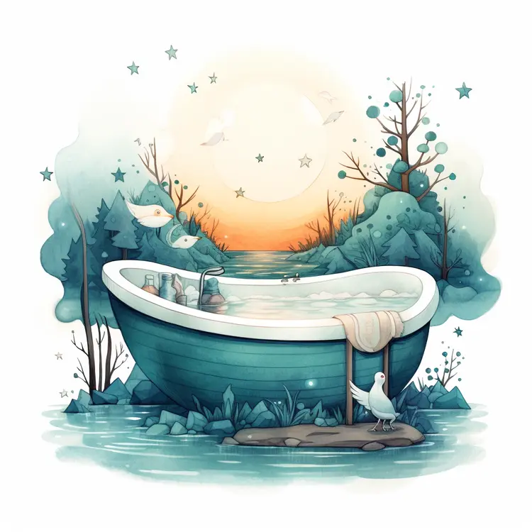 Bathtub in a Serene Natural Setting