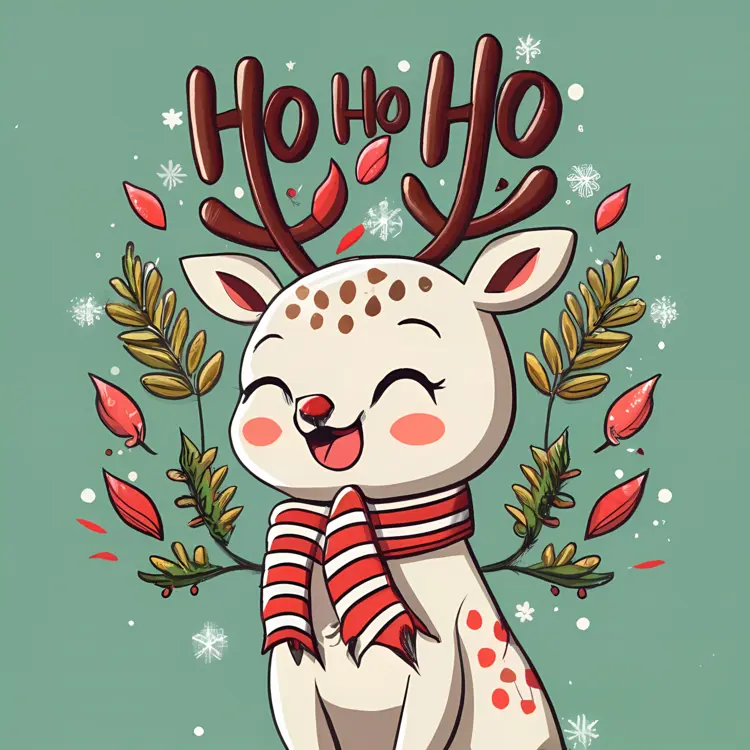 Cute Reindeer with Scarf for Christmas
