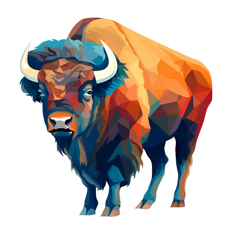 Colorful Geometric Bison Standing