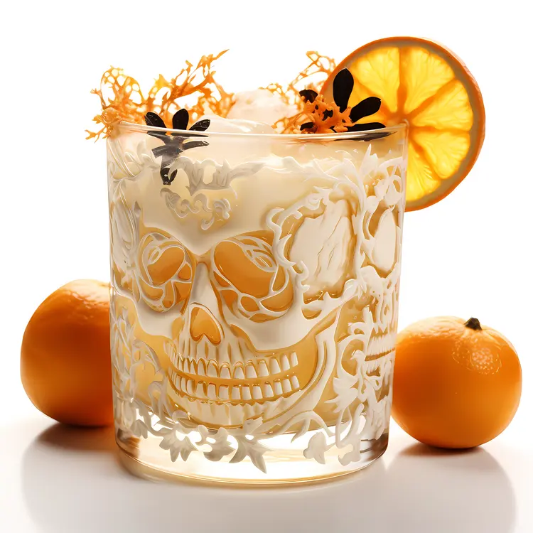 Decorative Skull Glass with Orange Slice