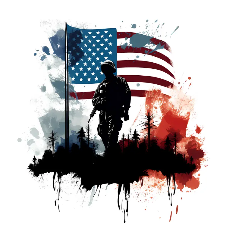 Soldier with American Flag