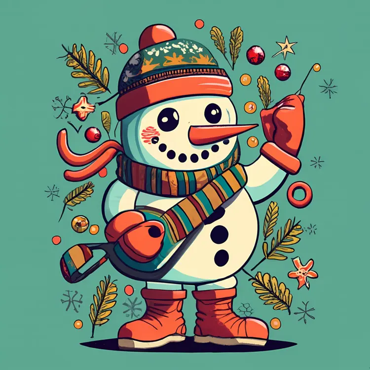 Festive Snowman with Scarf and Hat