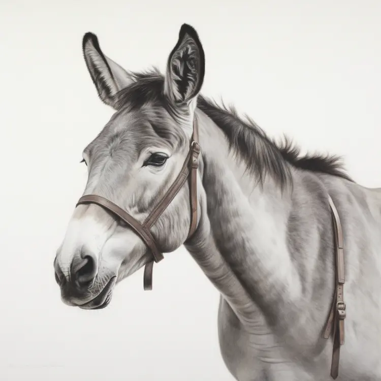 Realistic Donkey with Harness