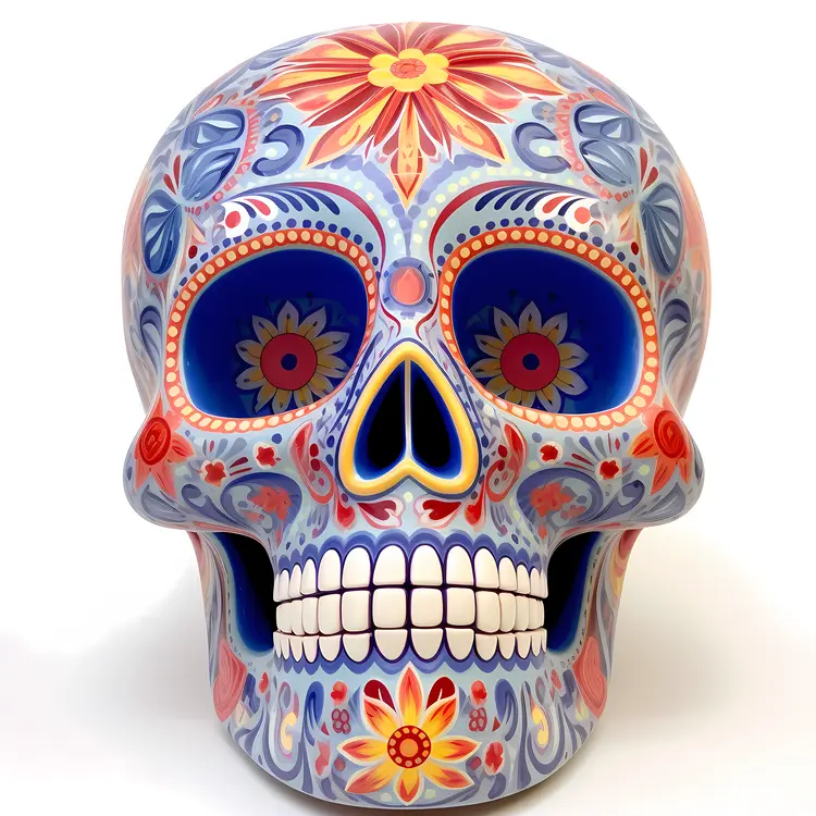 Colorful Floral Skull for Day of the Dead Celebration