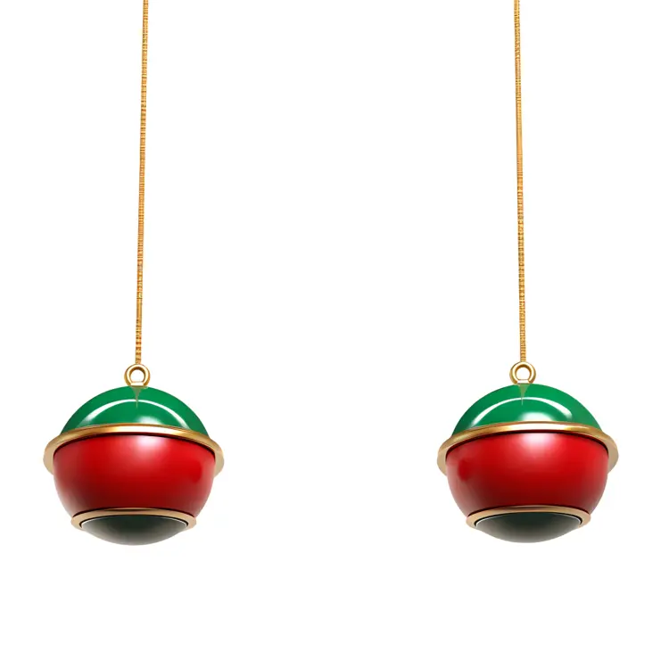 Christmas Ornaments Hanging in a Row