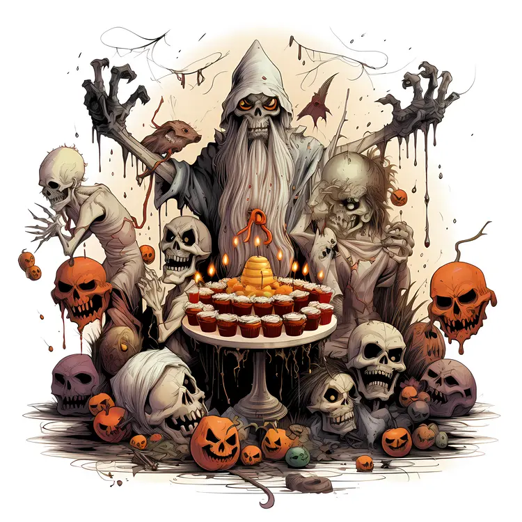 Skeletons and Pumpkins with Halloween Cupcakes