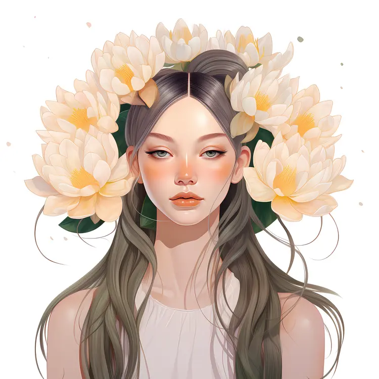Beautiful Portrait of Woman with Flower Crown