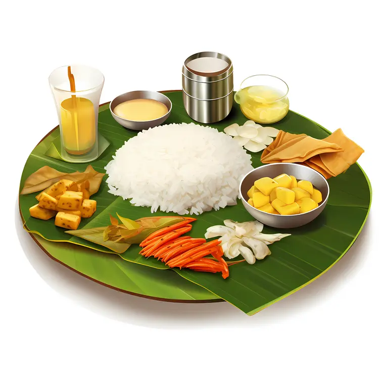 Traditional South Indian Meal on Banana Leaf