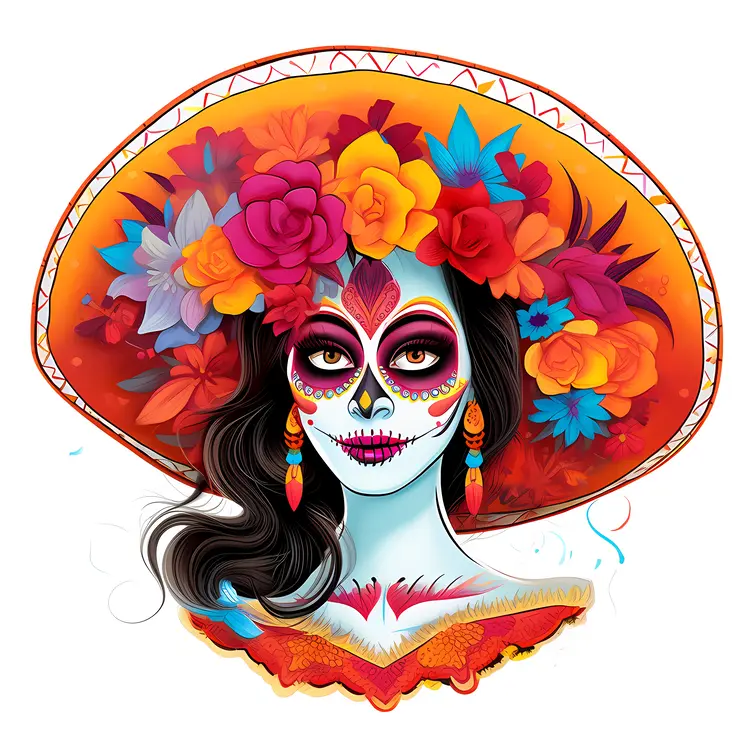Colorful Sugar Skull for Day of the Dead Celebration