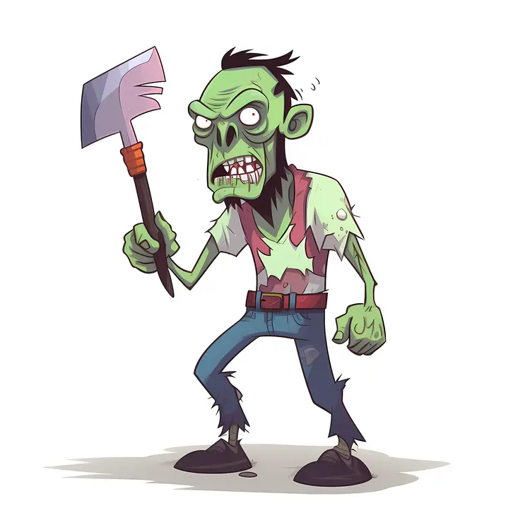 Cartoon Zombie with Axe for Halloween