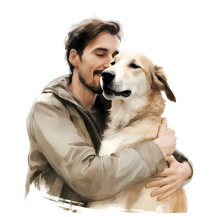 Man Hugging His Dog