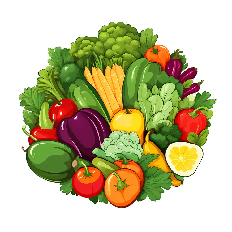 Variety of Vegetables in a Fresh Produce Illustration