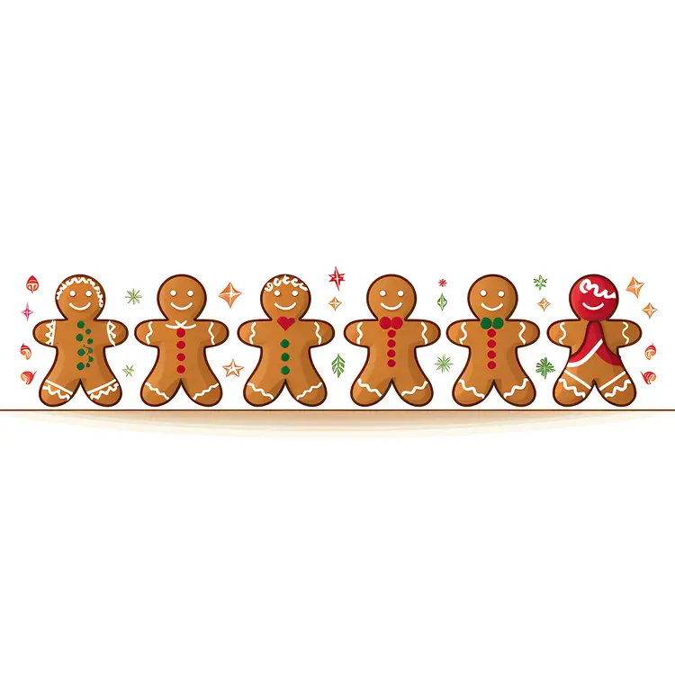Gingerbread Men Cookies with Colorful Decorations
