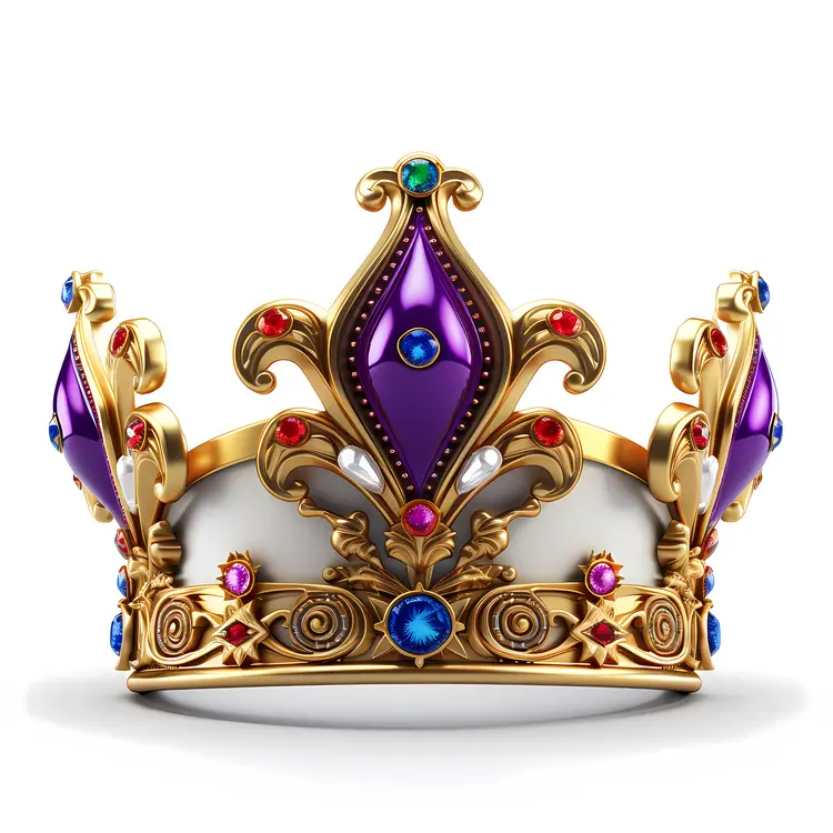 Golden Crown with Purple and Blue Jewels
