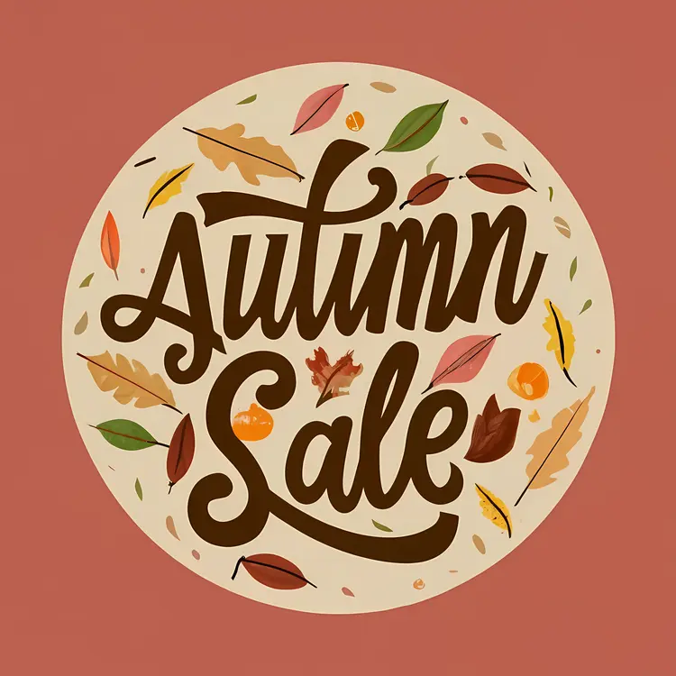 Autumn Sale Text with Leaves