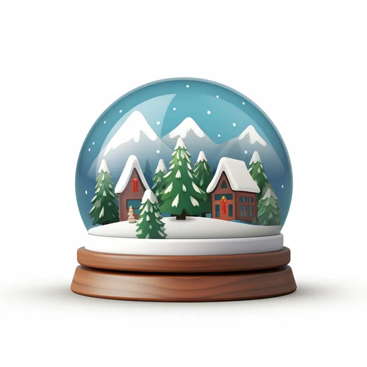 Mountain Village in Snow Globe