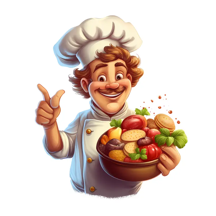 Happy Chef Holding a Bowl of Fresh Vegetables