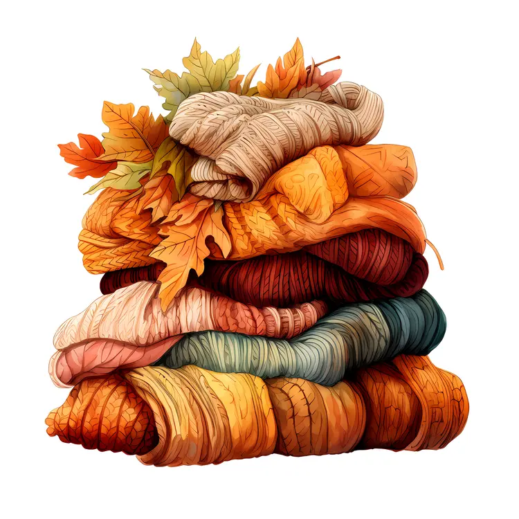 Stack of Colorful Autumn Sweaters