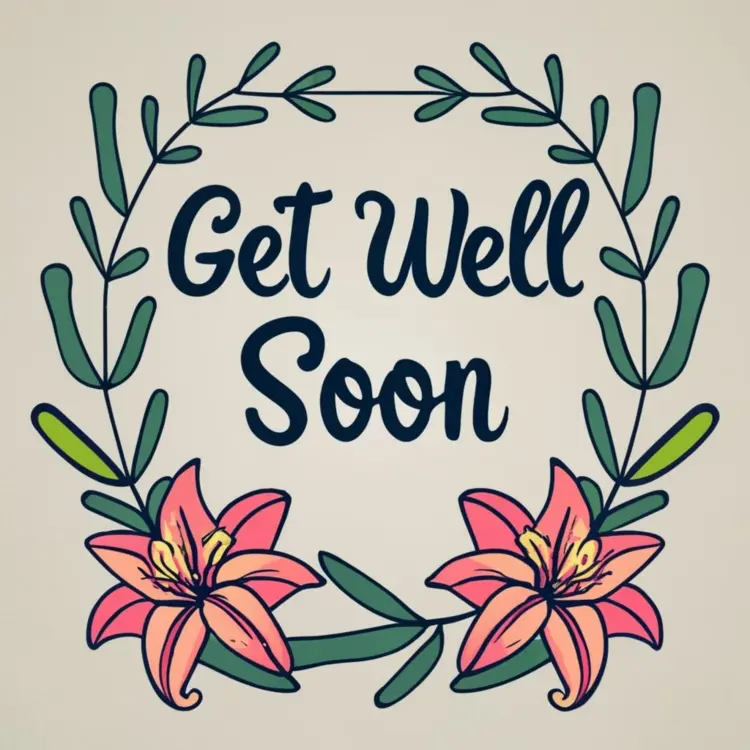 Get Well Soon Card with Pink Lilies