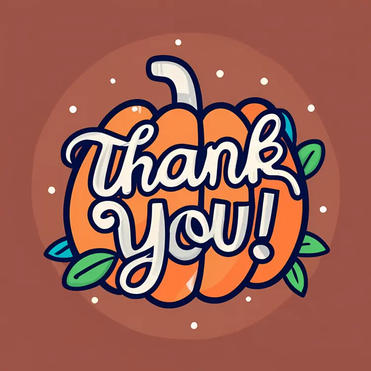Thank You with Pumpkin and Leaves